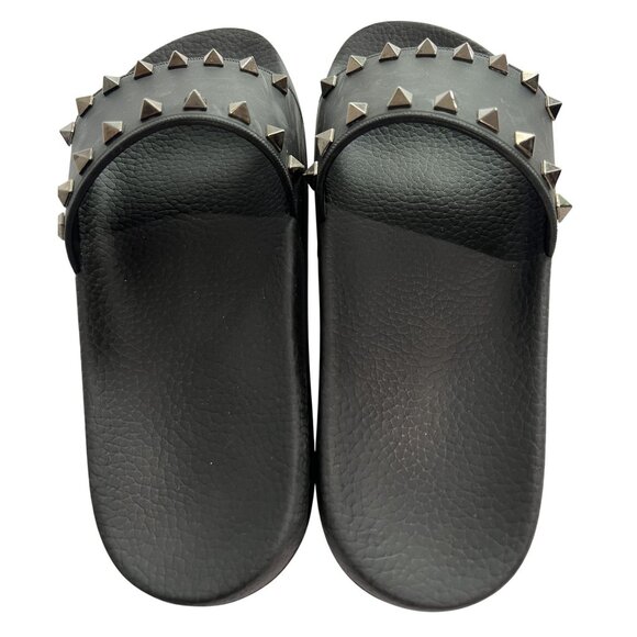 Valentino Garavani Rockstud Slide Sandals in Black - Picture 3 of 5